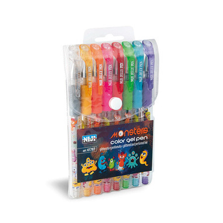 Niji 61787 penna gel Penna in gel con cappuccio Multicolore 8 pz