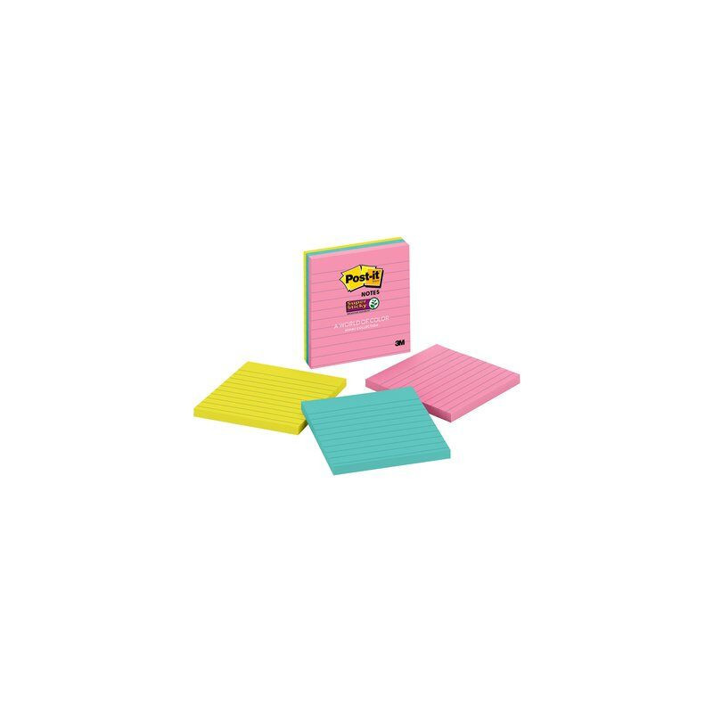 Post-It 675-3SSMIA pouch autoadesiva Quadrato Blu, Rosa, Giallo Autoadesivo