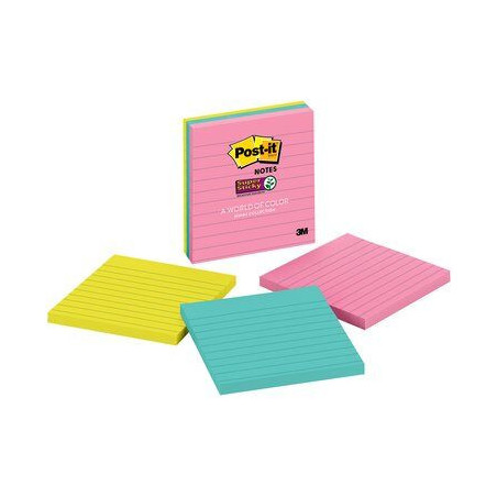 Post-It 675-3SSMIA pouch autoadesiva Quadrato Blu, Rosa, Giallo Autoadesivo