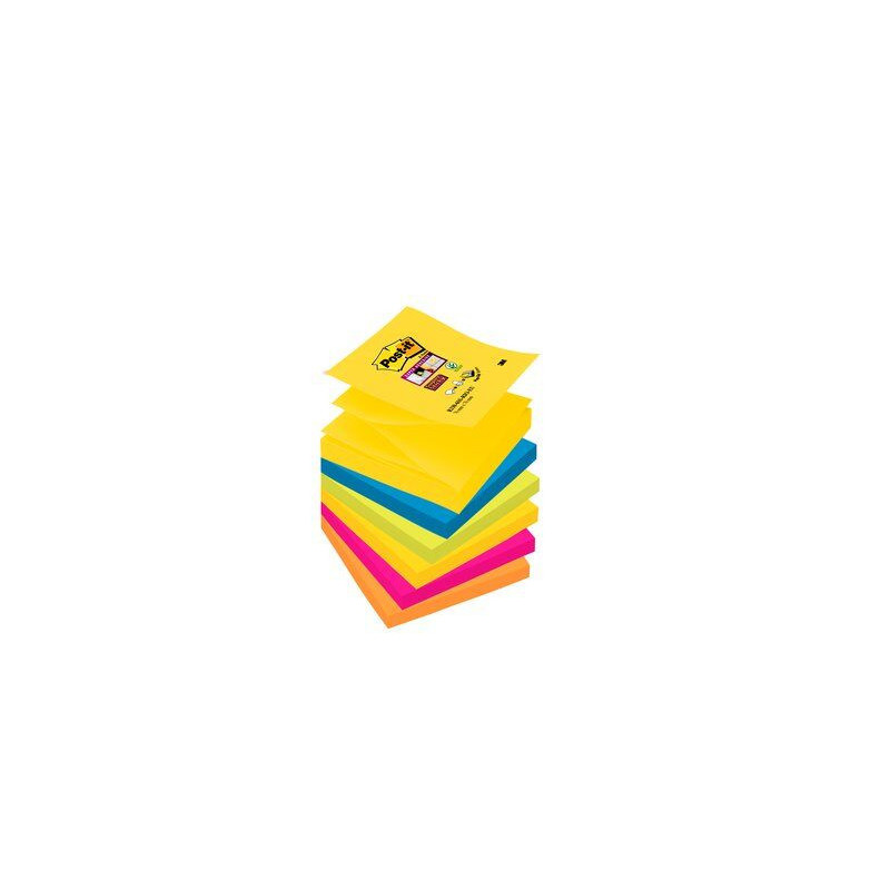 Post-It R330-6SSRIO-EU pouch autoadesiva Quadrato Blu, Rosa, Giallo Autoadesivo