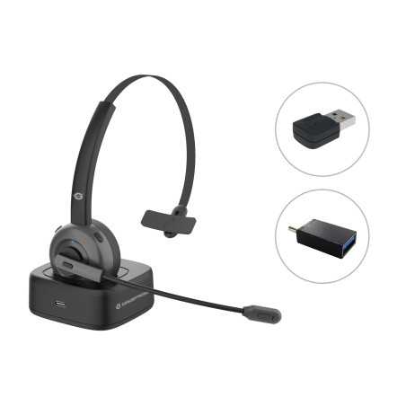 Conceptronic POLONA03BDA cuffia e auricolare Cuffie Wireless A Padiglione Ufficio Bluetooth Base di ricarica Nero