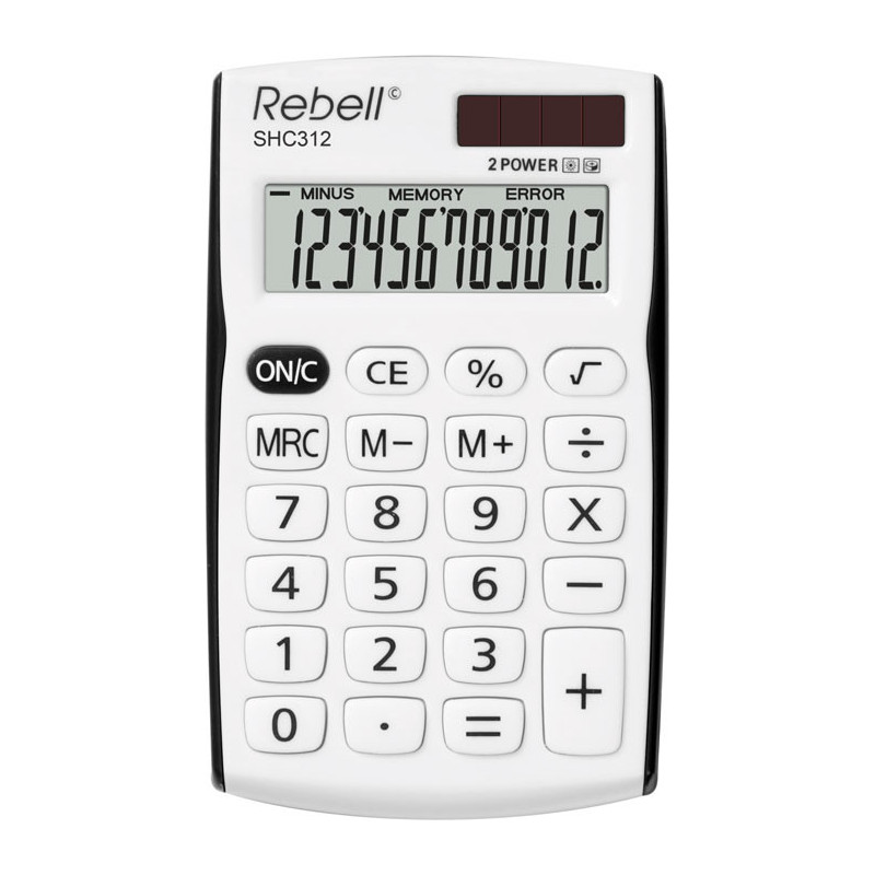 Rebell SHC312 calcolatrice Tasca Calcolatrice di base Nero, Bianco