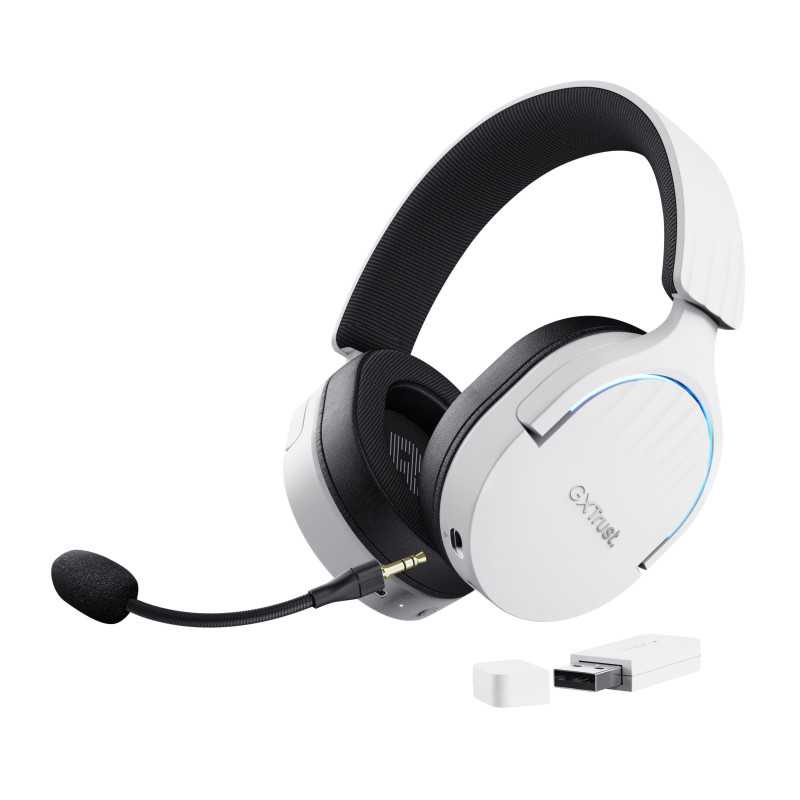 Trust GXT 491W FAYZO Auricolare Con cavo e senza cavo A Padiglione Gaming USB tipo-C Bluetooth Nero, Bianco 25304