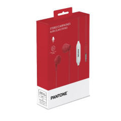 Pantone PT-WDE001R1 cuffia e auricolare Cuffie Cablato In-ear Musica e Chiamate Rosso, Bianco
