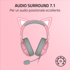 Razer Kraken Kitty V2 - Quartz ed. Cuffia Cablata a padiglione Rosa