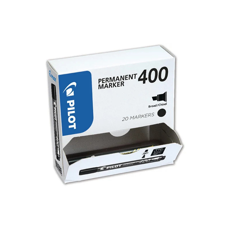 Pilot 400 marcatore permanente Punta smussata Nero 20 pz