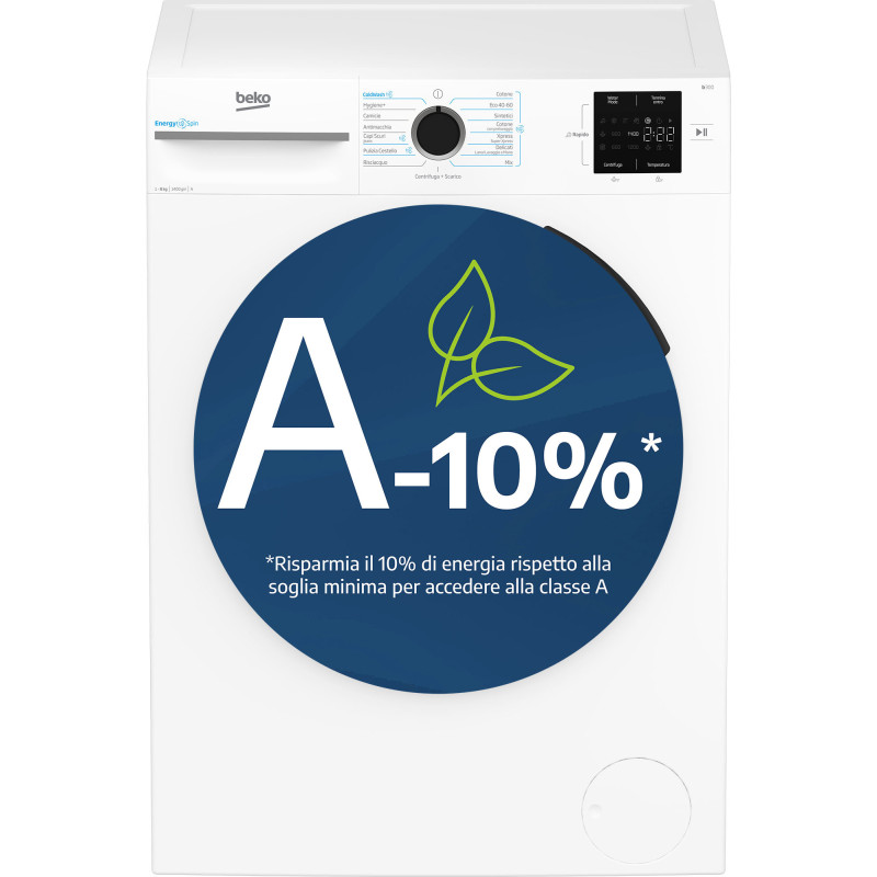 Beko b100 MWBM8147EB: Lavatrice 8kg, classe A-10%, 1400giri, linea estetica NX, motore inverter, Display Touch, colore Bianco,