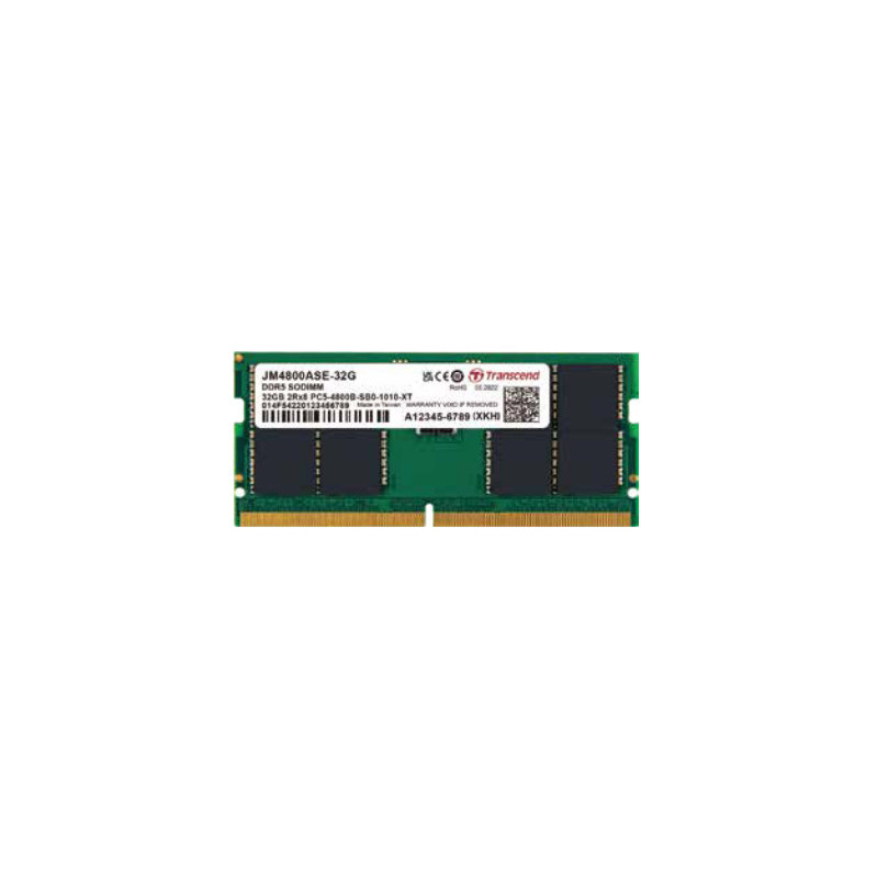 Transcend JetRam JM4800ASE-16G memoria 16 GB 1 x 16 GB DDR5 262-pin SO-DIMM Transcend JetRam JM4800ASE-16G memoria 16 GB 1 x 16 GB DDR5 262-pin SO-DIMM
