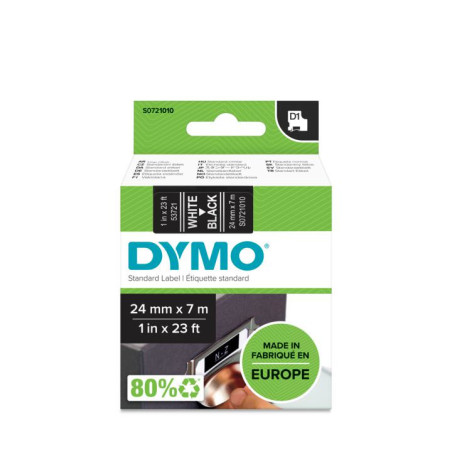 DYMO D1 - Standard Etichette - Bianco su nero - 24mm x 7m