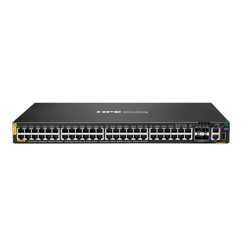 HPE Aruba Networking CX 6200F 48G Class4 PoE 4SFP+ 370W Gestito L3 Gigabit Ethernet (10/100/1000) Supporto Power over Ethernet HPE Aruba Networking CX 6200F 48G Class4 PoE 4SFP+ 370W Gestito L3 Gigabit Ethernet (10/100/1000) Supporto Power over Ethernet