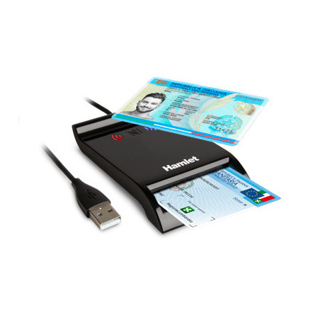 Hamlet HUSCR-NFC Lettore 2 in 1 combinato NFC per Carta identità Elettronica CIE 3.0 e Lettore Smart Card