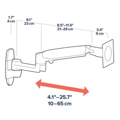 Ergotron LX Series LX Wall Monitor Arm 86,4 cm (34") Parete Bianco