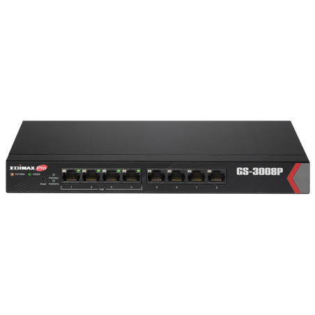 Edimax GS-3008P switch di rete Gestito Gigabit Ethernet (10/100/1000) Supporto Power over Ethernet (PoE) Nero