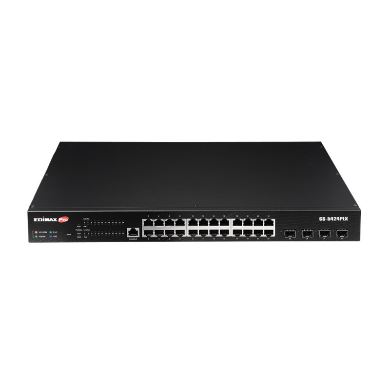Edimax GS-5424PLX switch di rete Gestito L2 Gigabit Ethernet (10/100/1000) Supporto Power over Ethernet (PoE) 1U Nero