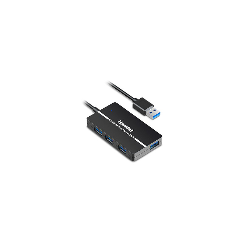 Hamlet XHUB-04U3 hub di interfaccia USB 3.2 Gen 1 (3.1 Gen 1) Type-A 5000 Mbit/s Nero