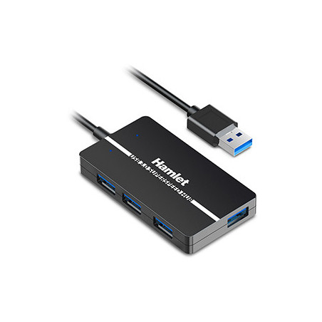 Hamlet XHUB-04U3 hub di interfaccia USB 3.2 Gen 1 (3.1 Gen 1) Type-A 5000 Mbit/s Nero