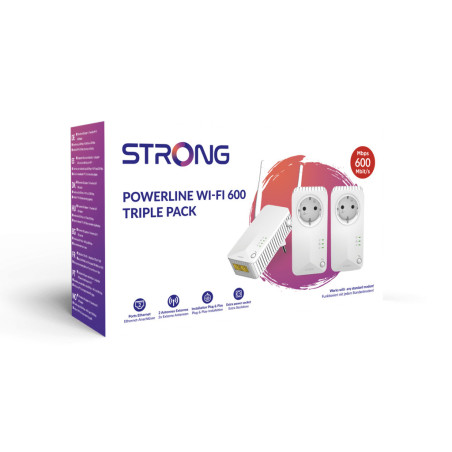 Strong Powerline WiFi 600 Triple Pack V2 600 Mbit/s Collegamento ethernet LAN Wi-Fi Bianco 3 pz
