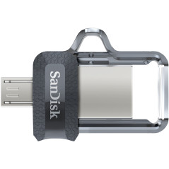 SanDisk Ultra Dual m3.0 unità flash USB 32 GB USB Type-A   Micro-USB 3.2 Gen 1 (3.1 Gen 1) Nero, Argento, Trasparente