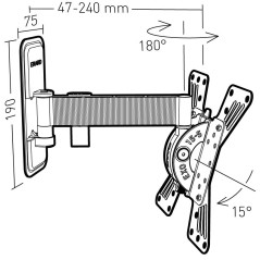 Erard 048220 Supporto TV a parete 94 cm (37") Nero, Argento
