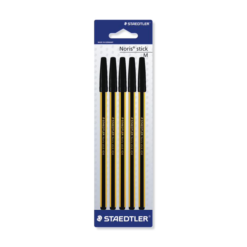 Staedtler Blister con 5 penne a sfera noris nere