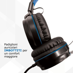 Techmade TM-IP952-INTER cuffia e auricolare Cablato A Padiglione Musica e Chiamate Nero, Blu