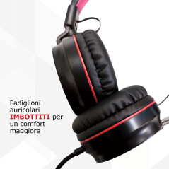 Techmade TM-IP952-MIL cuffia e auricolare Cablato A Padiglione Musica e Chiamate Nero, Rosso