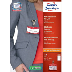 Avery 4822 etichetta non adesiva 32 pz Trasparente, Bianco Rettangolo