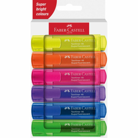 Faber-Castell 254646 evidenziatore 6 pz Blu, Verde, Arancione, Rosa, Viola, Giallo