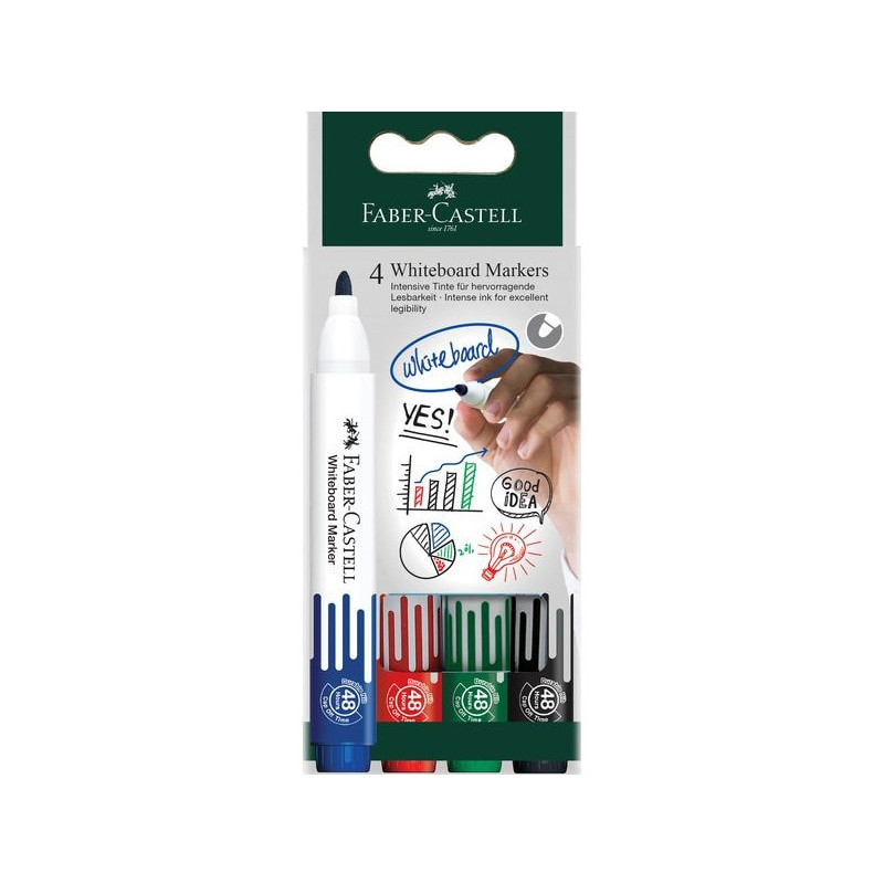 Faber-Castell 253942 evidenziatore 4 pz Punta tonda Nero, Blu, Verde, Rosso