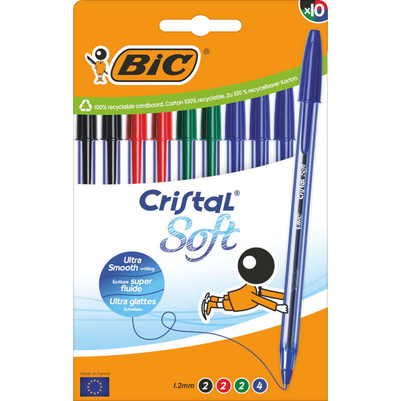 BIC 516359 penna a sfera Nero, Blu, Verde, Rosso 10 pz
