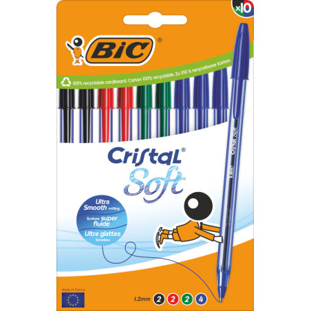 BIC 516359 penna a sfera Nero, Blu, Verde, Rosso 10 pz