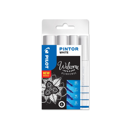 Pilot Pintor evidenziatore 4 pz Pennello punta sottile Bianco