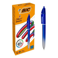 BIC Colors Smooth Nero, Blu, Verde, Rosso Penna a sfera retrattile girevole Medio 12 pz
