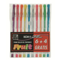 Koh-I-Noor NAGP10F penna gel Penna in gel con cappuccio Blu, Verde, Arancione, Rosa, Rosso, Viola, Bianco, Giallo 10 pz