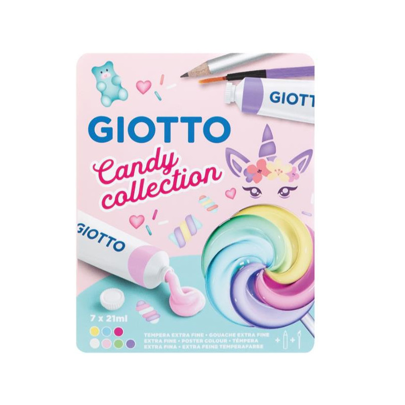 Giotto F302100 colore a tempera 21 ml Tubo Blu, Verde, Rosa, Rosso, Viola, Bianco, Giallo