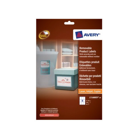 Avery Removable Product Labels Bianco