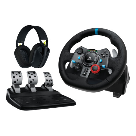 Logitech G G29 Driving Force, kit volante pedaliera e cuffie, PlayStation®5, PlayStation®4 e PC