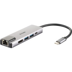 D-Link DUB-M520 replicatore di porte e docking station per laptop Cablato Thunderbolt 3 Alluminio