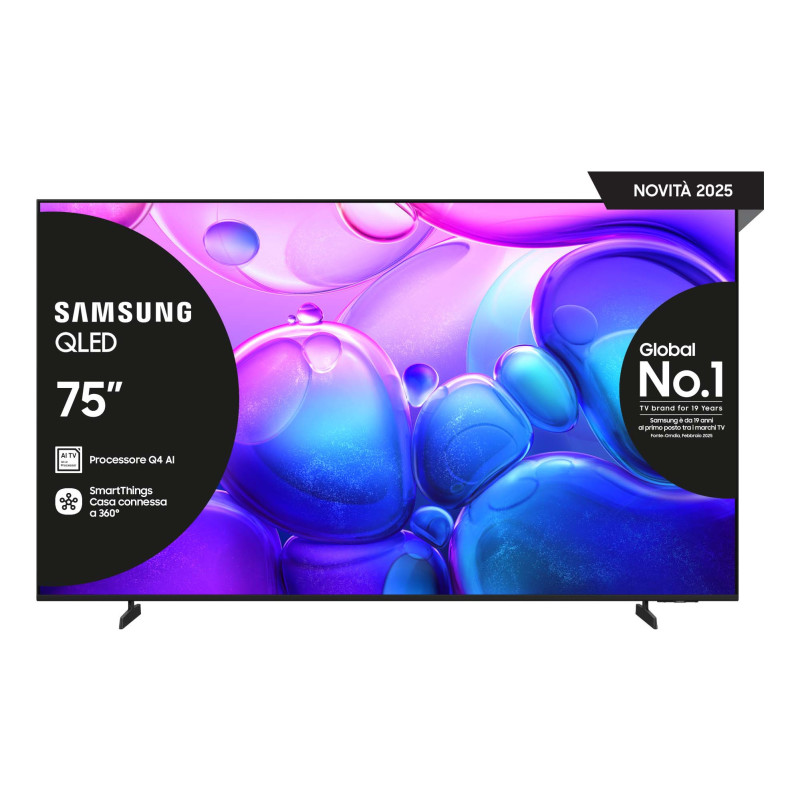 Samsung QLED 75" QE75Q6FAAUXZT 4K, Processore Q4 Lite, 4K Upscaling, Color Booster, OTS Lite, Metal Stream Design, Smart TV,