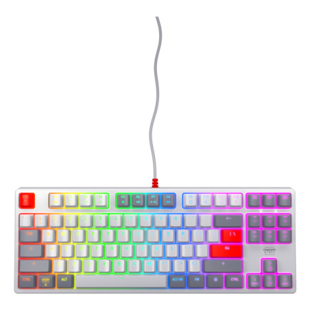 CHERRY K4V2 TKL tastiera Gaming USB QWERTY Inglese US Grigio, Grigio chiaro, Rosso