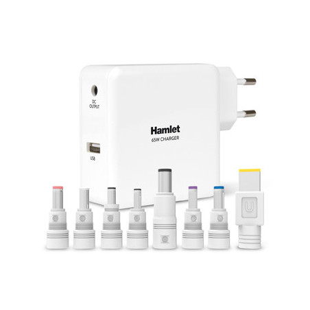 Hamlet Notebook Charger alimentatore universale da 65w per notebook e dispositivi mobili
