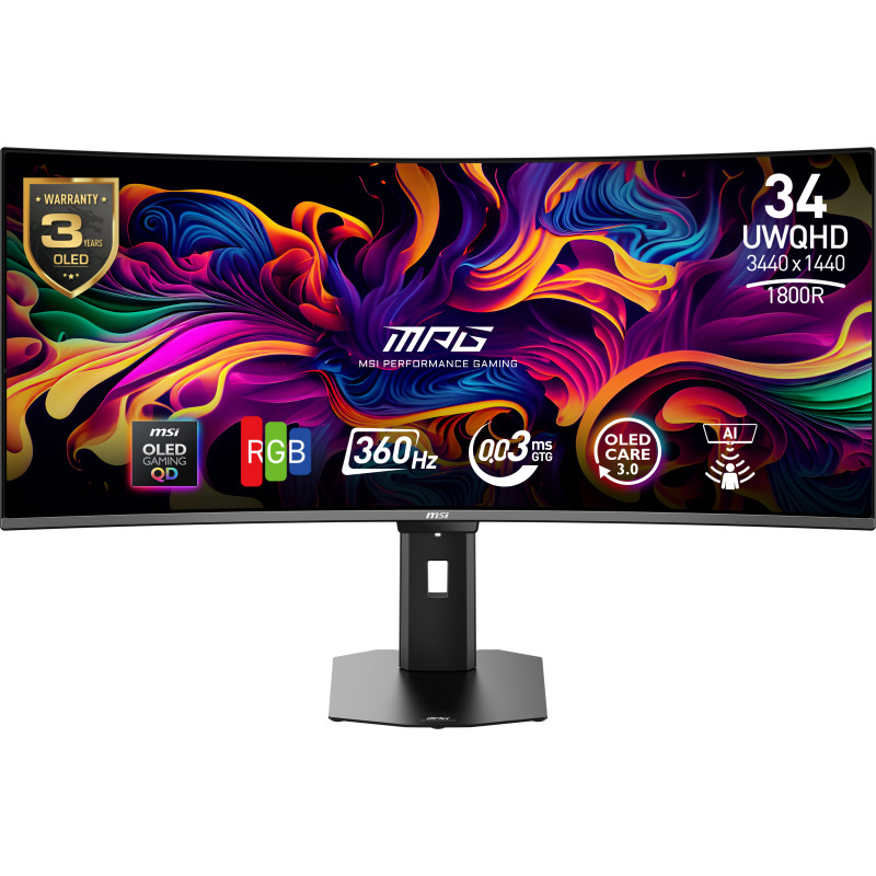 MSI MPG 341CQR QD-OLED X36 Monitor PC 86,4 cm (34") 3440 x 1440 Pixel UltraWide Quad HD Nero