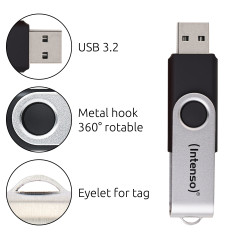 Intenso USB 128GB OFFICE LINE 3.2 Gen1 Silver-Black unità flash USB USB tipo A 3.2 Gen 1 (3.1 Gen 1) Nero, Argento