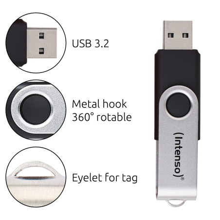 Intenso USB 128GB OFFICE LINE 3.2 Gen1 Silver-Black unità flash USB USB tipo A 3.2 Gen 1 (3.1 Gen 1) Nero, Argento