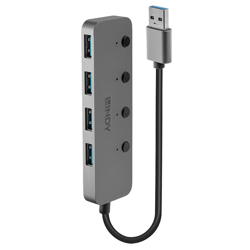 Lindy 43309 hub di interfaccia USB 3.2 Gen 1 (3.1 Gen 1) Type-A 5 Mbit/s Grigio Lindy 43309 hub di interfaccia USB 3.2 Gen 1 (3.1 Gen 1) Type-A 5 Mbit/s Grigio