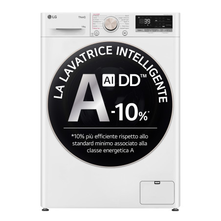 LG F4R7010TSWG Lavatrice 10kg AI DD, Classe A-10%, 1400 giri, TurboWash, Vapore