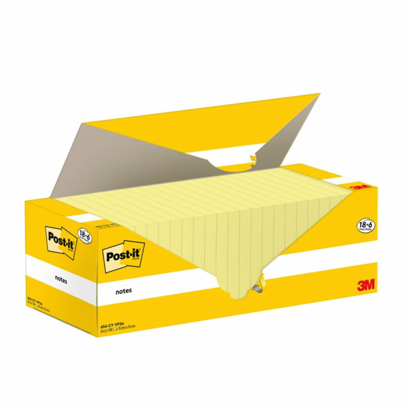 Post-It 654-CY-VP24 pouch autoadesiva Quadrato Giallo 100 fogli Autoadesivo