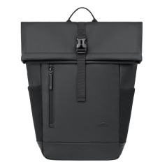 Rivacase Eden zaino Zaino roll top Nero Poliestere, PU pelle
