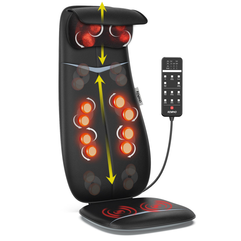 Renpho Sedile Massaggiante Shiatsu per Schiena e Collo, Altezza Regolabile, con Funzione Calore e Vibrazione - 4897122200755