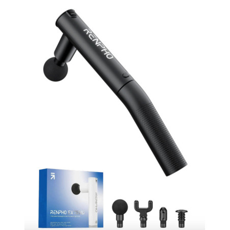 Renpho Extend Massage Gun R-C004, Pistola Massaggiante con Manico di Estensione Rimovibile, 4 Testine e 4 Velocità